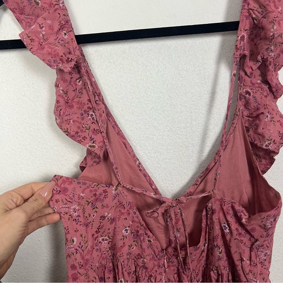 NEW Madewell Ruffle Neck Button Up Mini Dress Vintage Quartz Pink Floral Size 4 - Picture 9 of 12